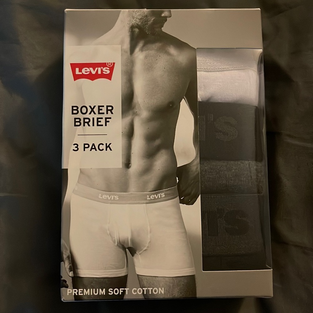 New Levi Mens Medium Boxer Brief 3 Pack